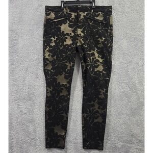 GAP Skinny Ankle Jacquard Shine Pants Women's Size‎ 16T Tall Black Gold Floral